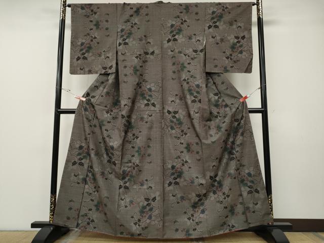 平和屋着物●本場大島紬　9マルキ　蔦の葉花文　正絹　逸品　未使用　CABF3402ut