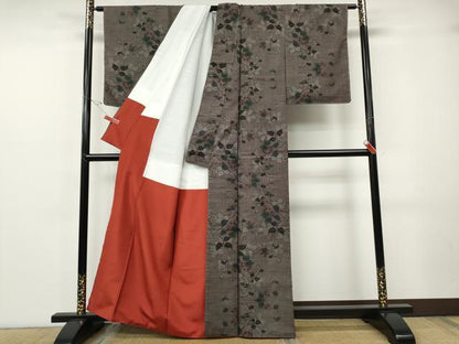 平和屋着物●本場大島紬　9マルキ　蔦の葉花文　正絹　逸品　未使用　CABF3402ut