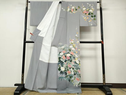 平和屋着物●訪問着　友禅　作家物　草花文　暈し染め　正絹　逸品　CABF3404ut
