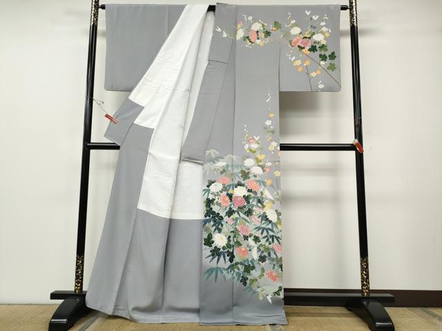 平和屋着物●訪問着　友禅　作家物　草花文　暈し染め　正絹　逸品　CABF3404ut