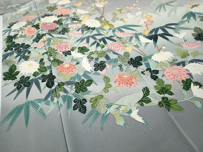 平和屋着物●訪問着　友禅　作家物　草花文　暈し染め　正絹　逸品　CABF3404ut