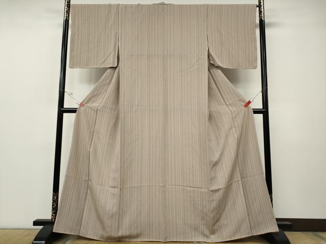 平和屋着物●上質な小紋　縞　正絹　逸品　未使用　CABF3405ut