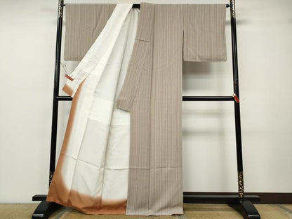 平和屋着物●上質な小紋　縞　正絹　逸品　未使用　CABF3405ut