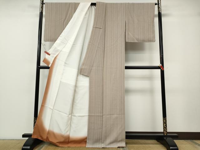 平和屋着物●上質な小紋　縞　正絹　逸品　未使用　CABF3405ut