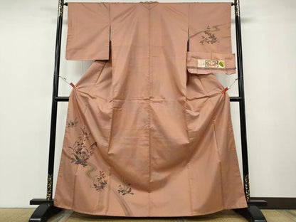 平和屋着物●訪問着　本場縞大島紬　縞無地　花鳥文　証紙付き　正絹　逸品　CABF3411ut