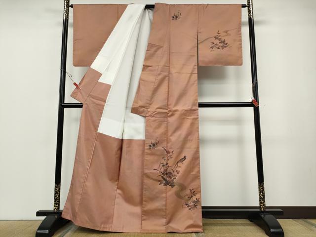 平和屋着物●訪問着　本場縞大島紬　縞無地　花鳥文　証紙付き　正絹　逸品　CABF3411ut