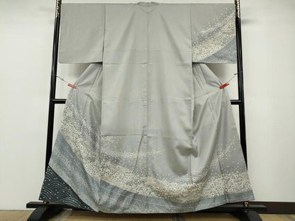 平和屋着物●訪問着　本場染大島紬　作家物　絞り　舞花文　正絹　逸品　CABF3415ut
