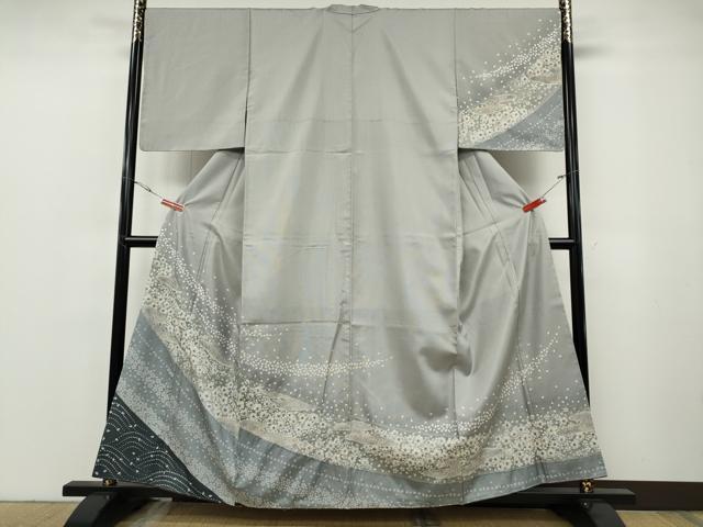 平和屋着物●訪問着　本場染大島紬　作家物　絞り　舞花文　正絹　逸品　CABF3415ut
