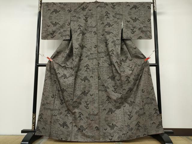 平和屋着物●本場大島紬　9マルキ　鶴　蓑亀　松竹梅　正絹　逸品　CABF3417ut