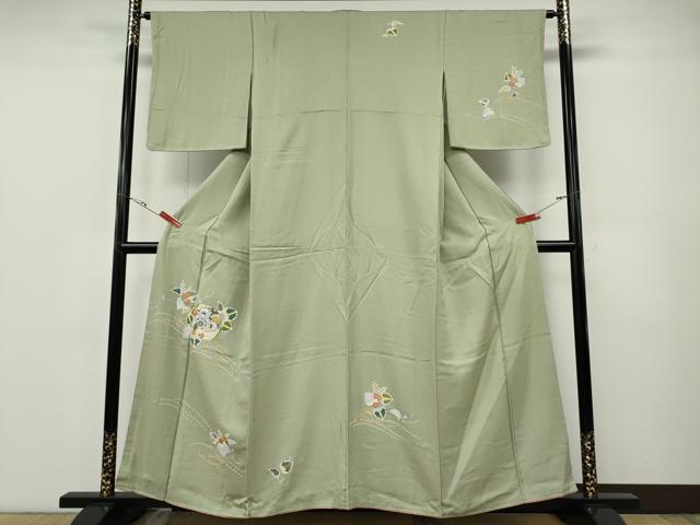 平和屋着物●訪問着　片輪車花文　金彩　正絹　逸品　未使用　CABF3420ut