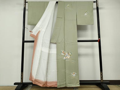 平和屋着物●訪問着　片輪車花文　金彩　正絹　逸品　未使用　CABF3420ut
