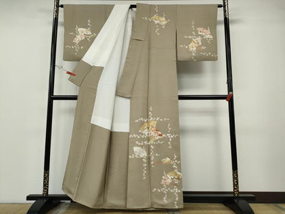 平和屋着物●訪問着　地紙扇面花文　金彩　正絹　逸品　CABF3424ut