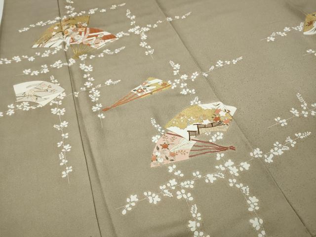 平和屋着物●訪問着　地紙扇面花文　金彩　正絹　逸品　CABF3424ut