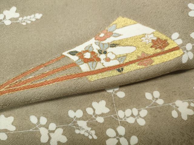 平和屋着物●訪問着　地紙扇面花文　金彩　正絹　逸品　CABF3424ut