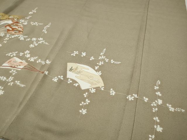 平和屋着物●訪問着　地紙扇面花文　金彩　正絹　逸品　CABF3424ut