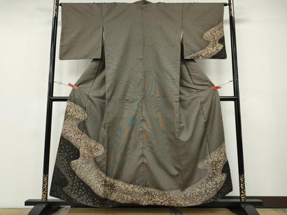 平和屋着物●訪問着　本場大島紬　絞り　エ霞舞桜文　正絹　逸品　CABF3425ut