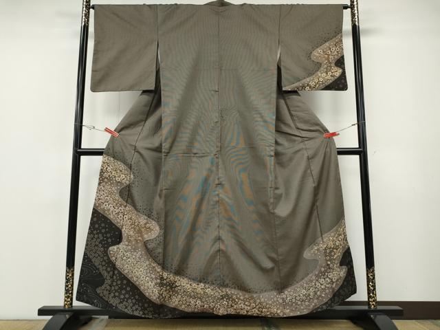 平和屋着物●訪問着　本場大島紬　絞り　エ霞舞桜文　正絹　逸品　CABF3425ut