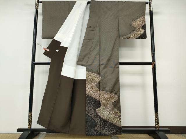 平和屋着物●訪問着　本場大島紬　絞り　エ霞舞桜文　正絹　逸品　CABF3425ut