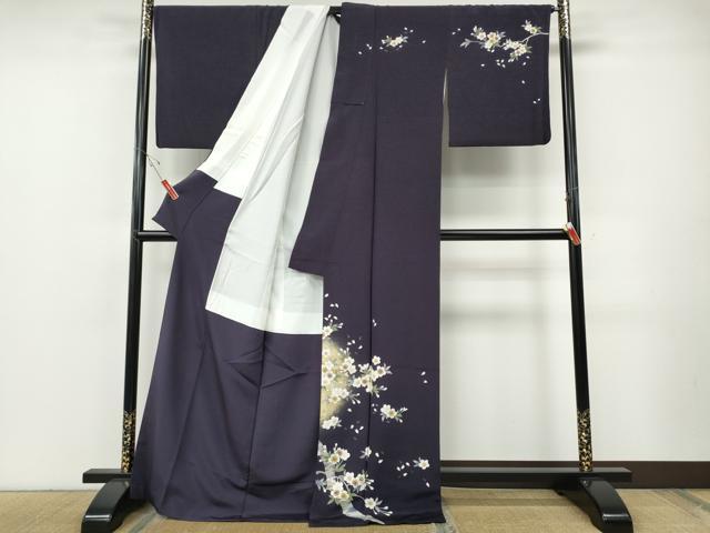 平和屋着物●訪問着　作家物　駒刺繍　枝桜文　金彩　ロング丈　正絹　逸品　CABF3428ut