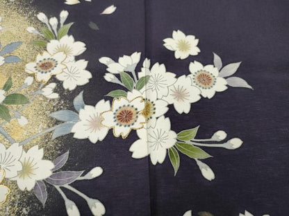 平和屋着物●訪問着　作家物　駒刺繍　枝桜文　金彩　ロング丈　正絹　逸品　CABF3428ut