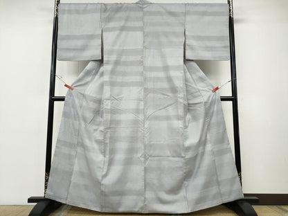 平和屋着物●染色作家　奥田祐斎　紬　横段文　正絹　逸品　CABF3432ut