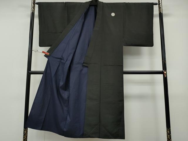 平和屋着物●男性　黒紋付　羽織セット　正絹　逸品　CABF3437ut