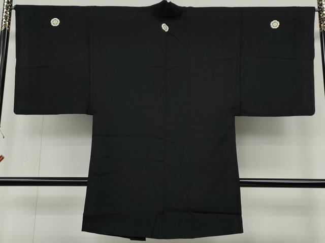 平和屋着物●男性　黒紋付　羽織セット　正絹　逸品　CABF3437ut
