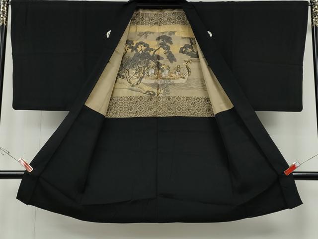 平和屋着物●男性　黒紋付　羽織セット　正絹　逸品　CABF3437ut