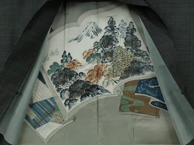 平和屋着物●男性　本場大島紬　アンサンブル　長襦袢セット　吉祥文　正絹　逸品　CABF3440ut