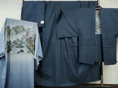 平和屋着物●男性　本場大島紬　アンサンブル　長襦袢セット　100亀甲　総詰め　山口敏光作　証紙付き　キングサイズ　逸品　CABF3441ut
