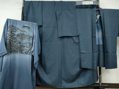 平和屋着物●男性　亀甲大島紬　アンサンブル　長襦袢セット　120亀甲　総詰め　証紙付き　キングサイズ　正絹　逸品　CABF3442ut