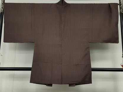 平和屋着物●男性　紬　羽織セット　着物：錆鉄御納戸色　羽織：煤竹色　正絹　逸品　CABF3443ut