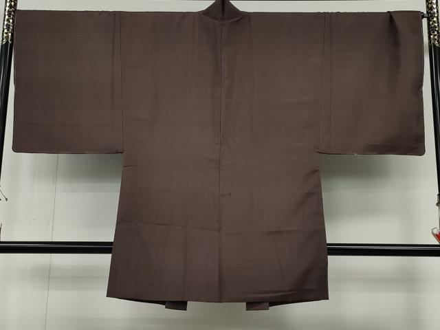 平和屋着物●男性　紬　羽織セット　着物：錆鉄御納戸色　羽織：煤竹色　正絹　逸品　CABF3443ut