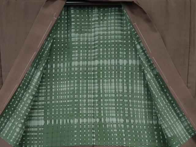 平和屋着物●男性　紬　羽織セット　着物：錆鉄御納戸色　羽織：煤竹色　正絹　逸品　CABF3443ut