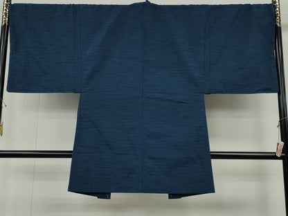 平和屋着物●男性　紬　アンサンブル　青藍色　正絹　逸品　未使用　CABF3445ut