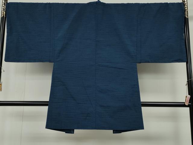 平和屋着物●男性　紬　アンサンブル　青藍色　正絹　逸品　未使用　CABF3445ut