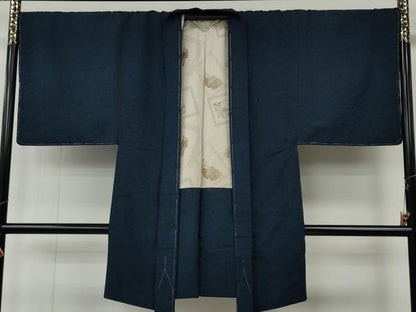 平和屋着物●男性　紬　髭紬　羽織セット　霞文　正絹　逸品　CABF3448ut