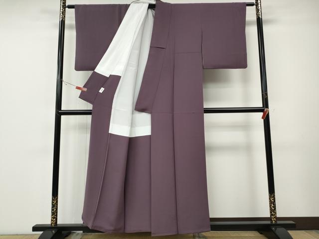 平和屋着物●文化功労者 日本画家　上村淳之　色無地　霞地紋　葡萄鼠色　正絹　逸品　CABF3452ut