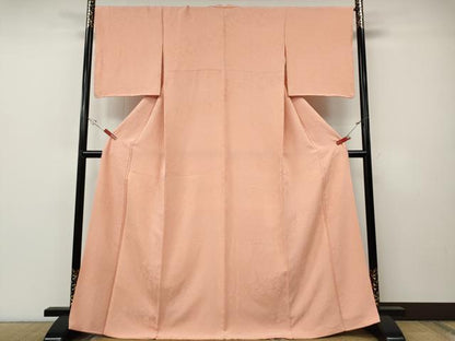 平和屋着物●上質な色無地　南天休み鳥地紋　一斤染色　正絹　逸品　CABF3453ut