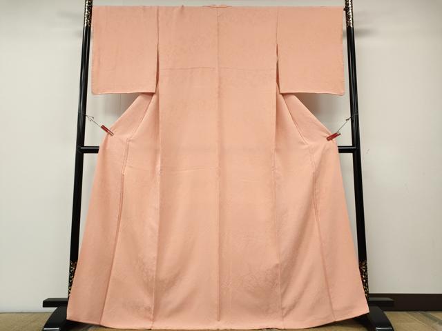 平和屋着物●上質な色無地　南天休み鳥地紋　一斤染色　正絹　逸品　CABF3453ut