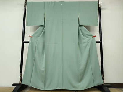 平和屋着物●上質な色無地　霞地紋　錆青磁色　大丸扱い　正絹　逸品　CABF3454ut