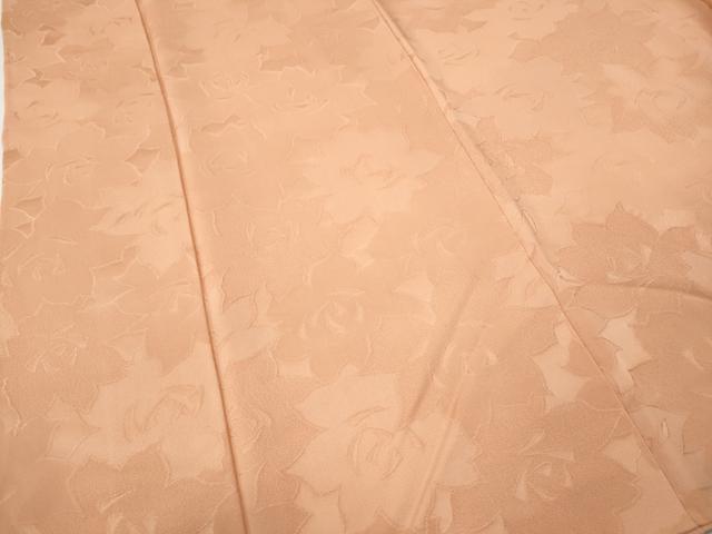 平和屋着物●上質な色無地　舞花地紋　一斤染色　正絹　逸品　CABF3456ut
