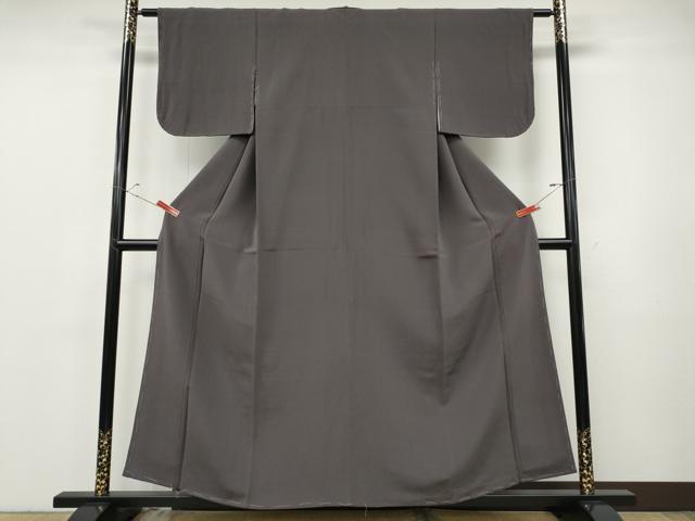 平和屋着物●上質な色無地　紫鼠色　鬼しぼ縮緬　正絹　逸品　CABF3460ut