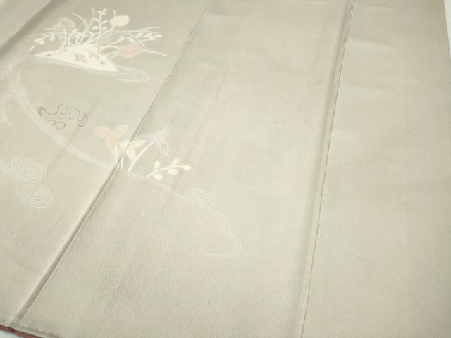 平和屋着物●訪問着　刺繍　流水草花文　三越扱い　正絹　逸品　CABF3461ut