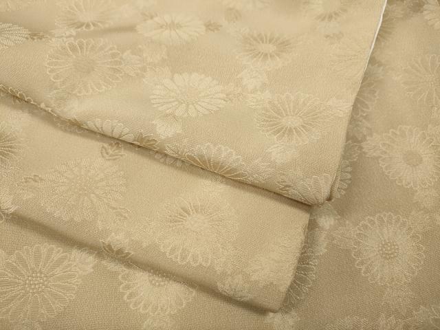 平和屋着物●上質な色無地　菱花地紋　薄香色　正絹　逸品　CABF3463ut
