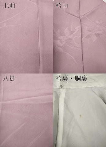 平和屋着物●上質な色無地　草花地紋　撫子色　正絹　逸品　CABF3464ut