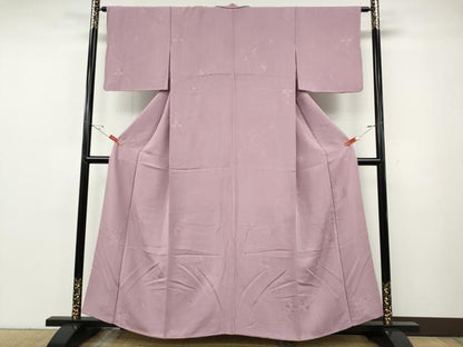 平和屋着物●上質な色無地　草花地紋　撫子色　正絹　逸品　CABF3464ut