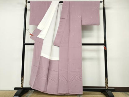 平和屋着物●上質な色無地　草花地紋　撫子色　正絹　逸品　CABF3464ut
