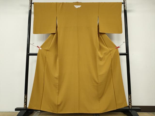 平和屋着物●上質な色無地　黄朽葉色　正絹　逸品　未使用　CABF3467ut