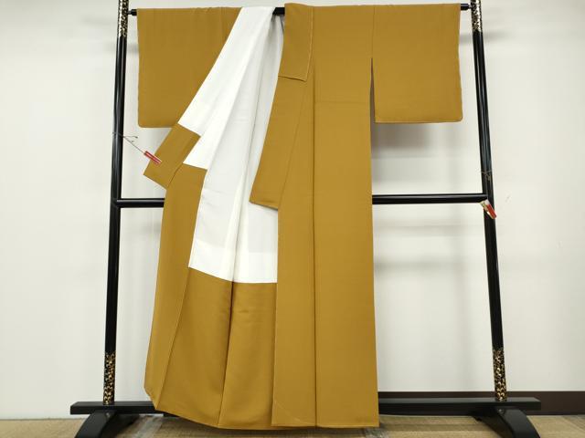 平和屋着物●上質な色無地　黄朽葉色　正絹　逸品　未使用　CABF3467ut